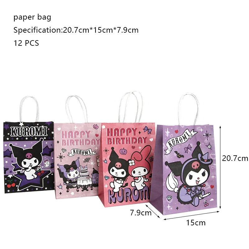 Kuromi Birthday Party Decoration Backdrop Disposable Tableware For Kids Event Supplies Latex Foil Balloons Banner