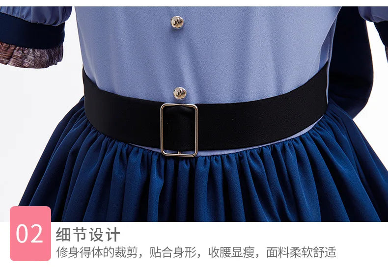 Girl Cosplay Disney Judy Hopps Police Officer Dress Zootopia Bunny Costume Kids Dress Up Halloween Rabbit Dress Outfits