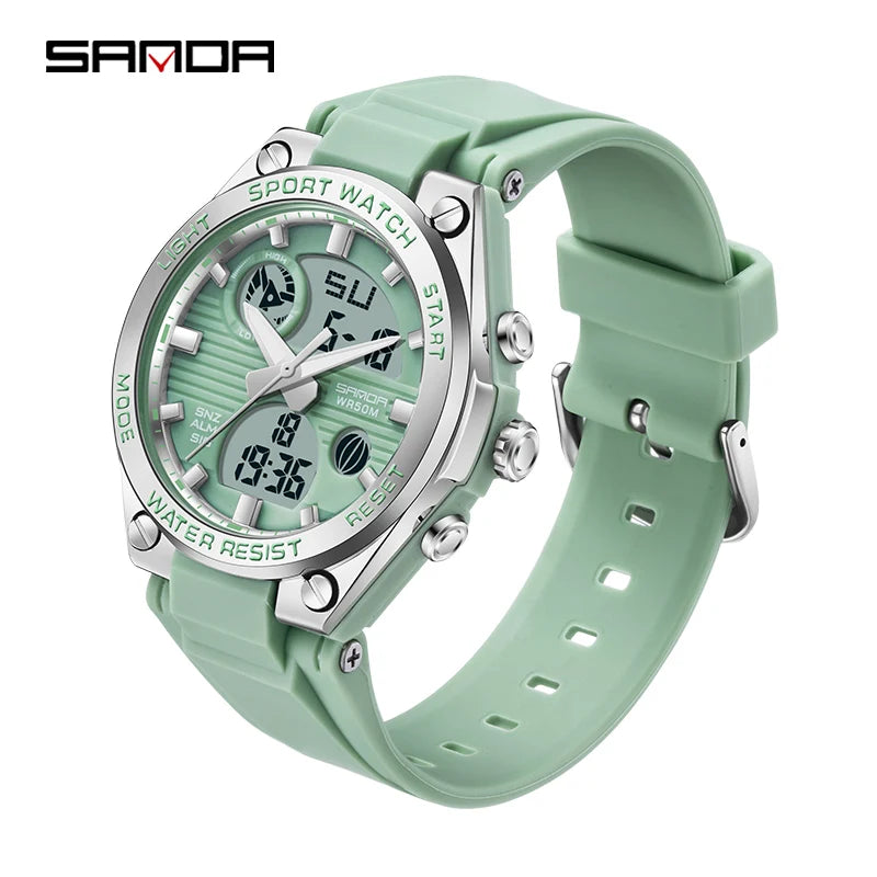 SANDA Girl Electronic Top Brand G Style LED Digital Watch Women Sport Chronograph Lady Quartz Wristwatch 50m Waterproof Female