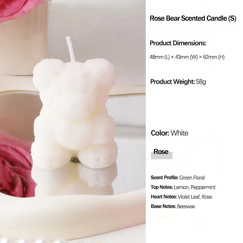 Rose Bear Scented Candles - Cute Decorations & Handmade Gifts for Women / Friends, Ideal for Wedding Souvenirs,  Valentine's Day