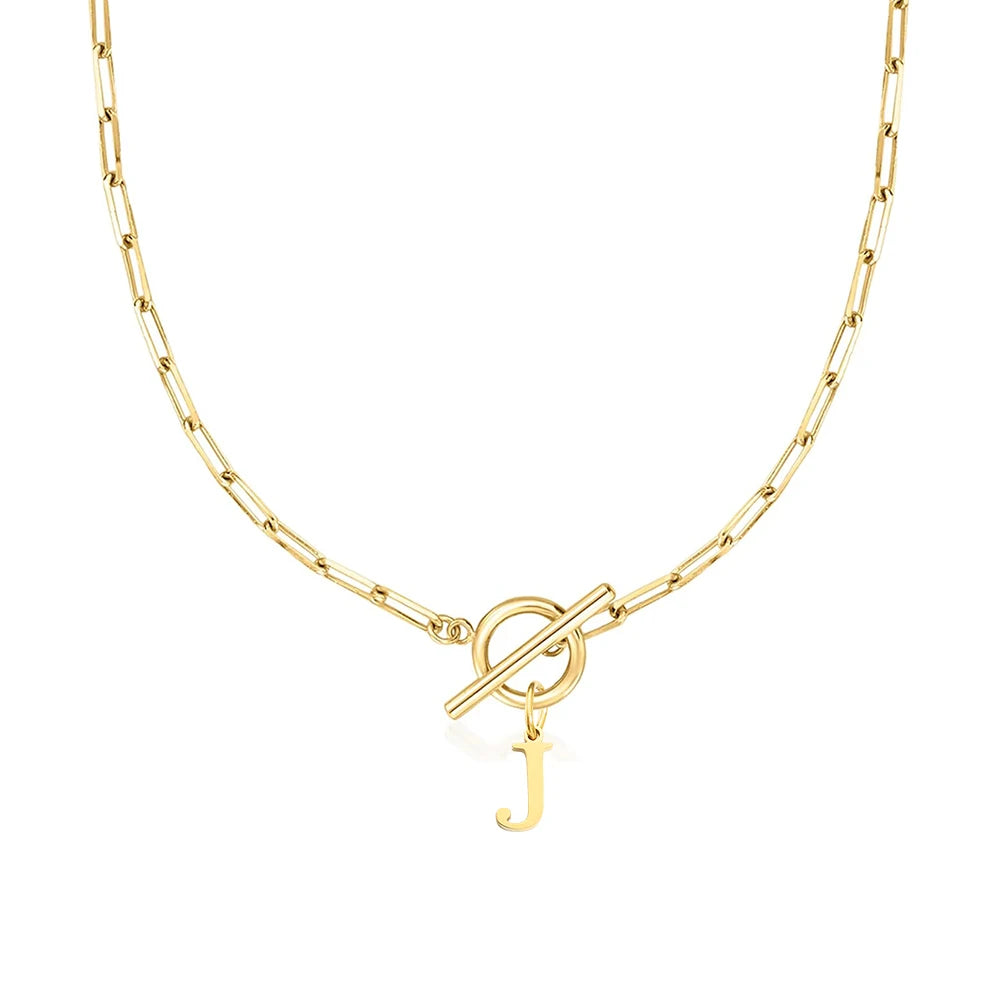 Women's stainless steel Initial necklace A-Z Letter charms pendant Choker Women collar Chain Ot Deduction Necklace For Women2025