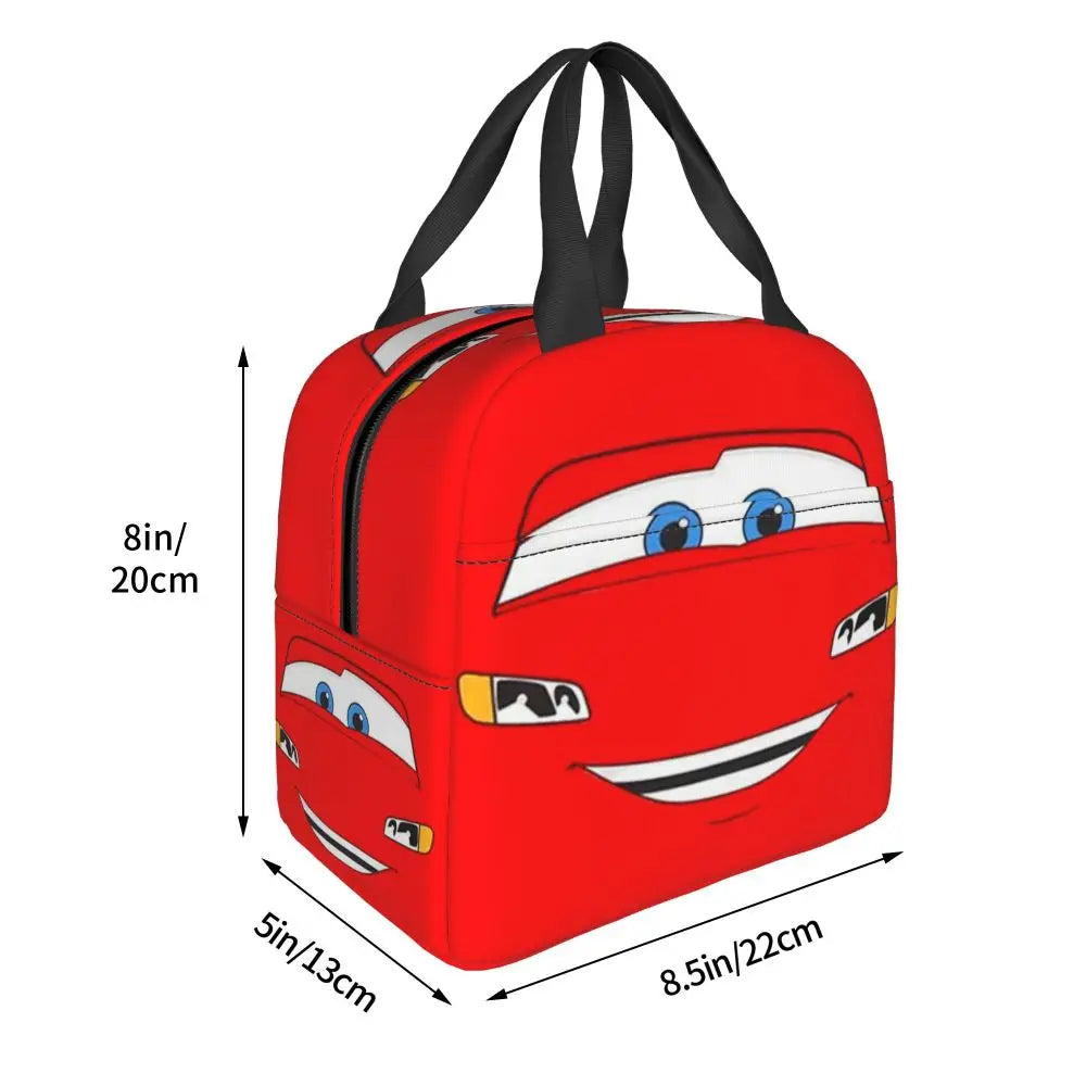 Custom Car 95 Lightning Mcqueen Insulated Lunch Bag for Women Resuable Racing Car Thermal Cooler Bento Box Office Picnic Travel