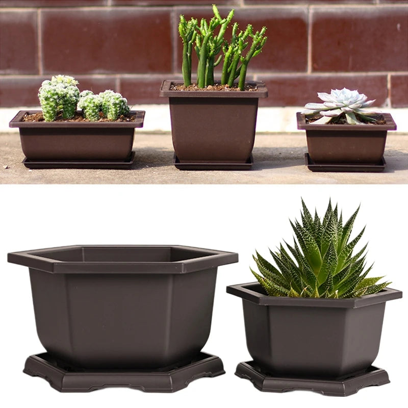 Outdoor Garden Landscape Bonsai Tray Square Rectangular Flowerpots Imitation Purple Clay Succulent Plants Pots 	
Pots for Plants