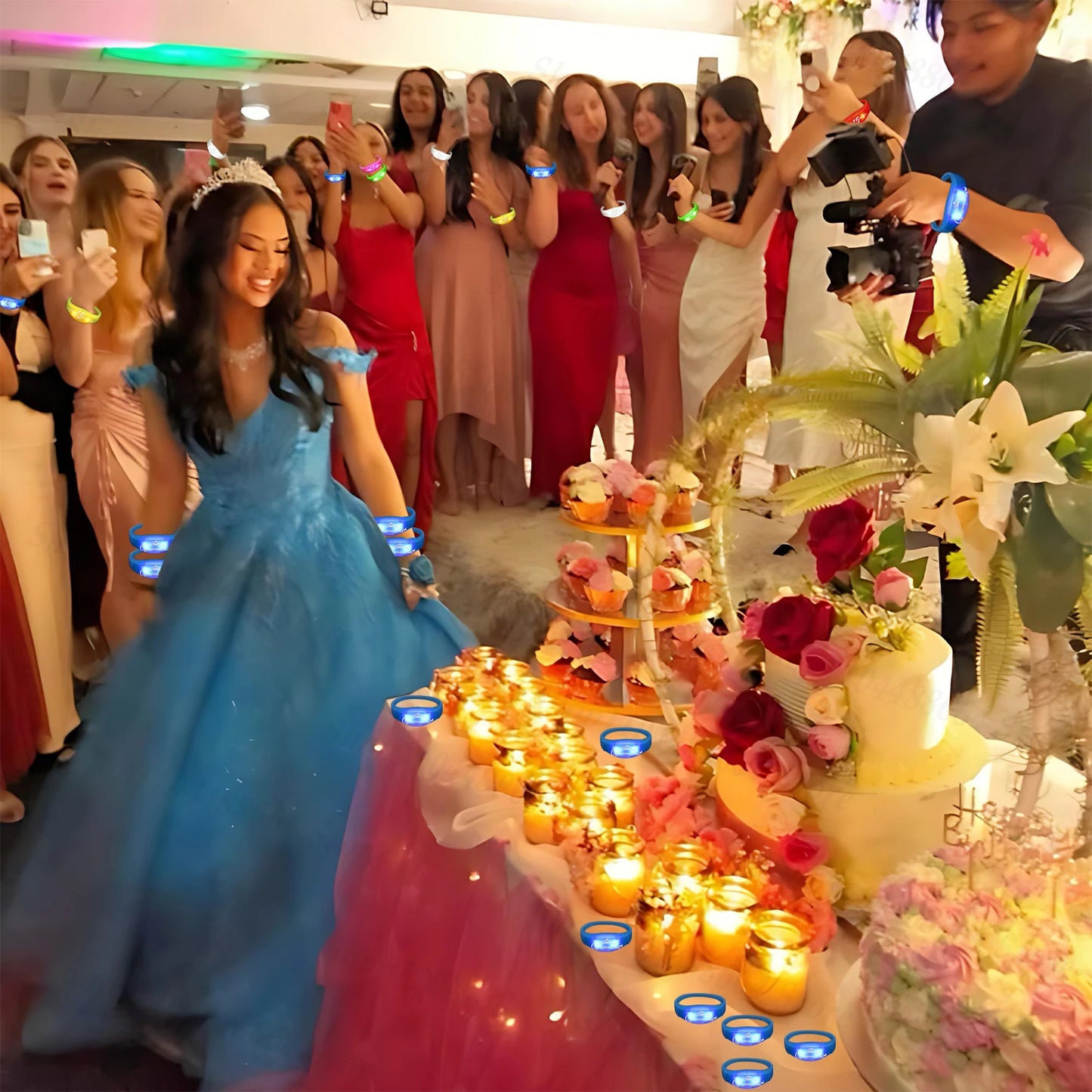 30-200Pcs Quinceanera Music & Sound Activated LED Bracelet Glow Recuerdos Para 15 Años XV Quinceañeras decorations Party Favors