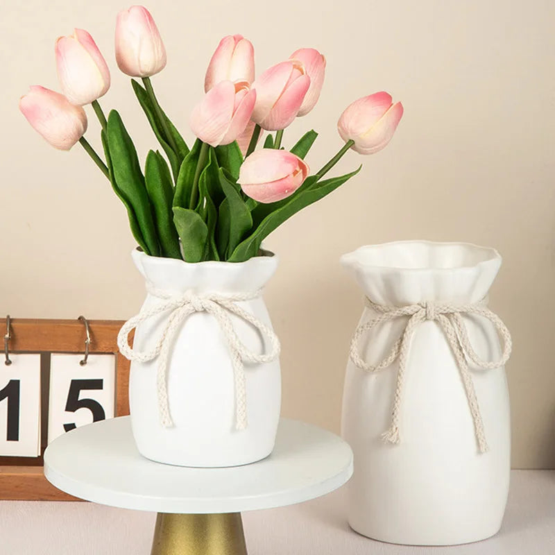 1Pc Bow Design Plastic Flower Vase Modern Art Nordic Decorative Vase  Used for Wedding, Living Room, Office, Bedroom Decoration