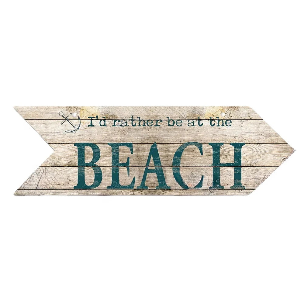 Beach Arrow Wooden Sign Beach Seaside Road Guide Wall Decoration Indicator Hanging Beach House  Wall Plaque Decor