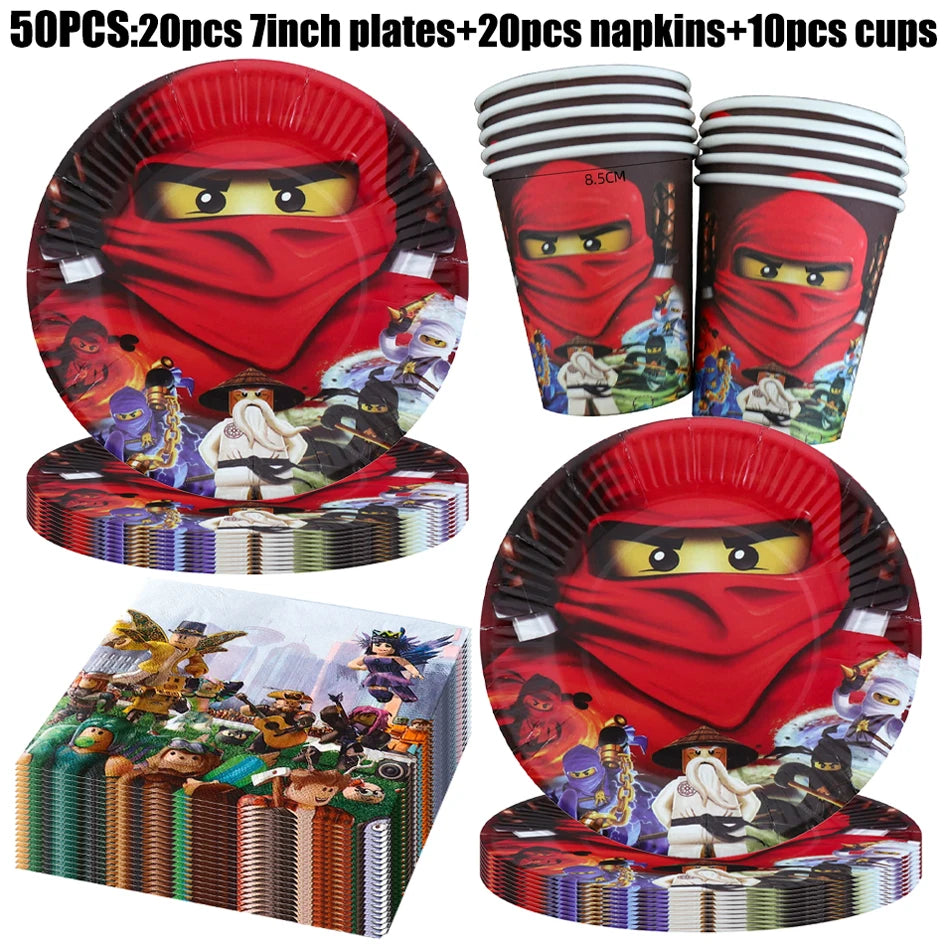 Ninja Birthday Party Decorations New Paper Tableware Plates Cups Napkins Tablecloth Background Balloon Supplies Deco For Kid Boy