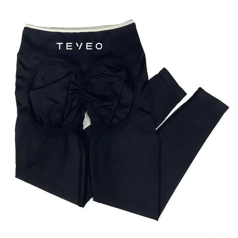 TEVEO Women's Sports Yoga Shorts Fitness Cycling Elastic Sports Pants Ignite Sculpt Scrunch Short Yoga Bra Set leggings