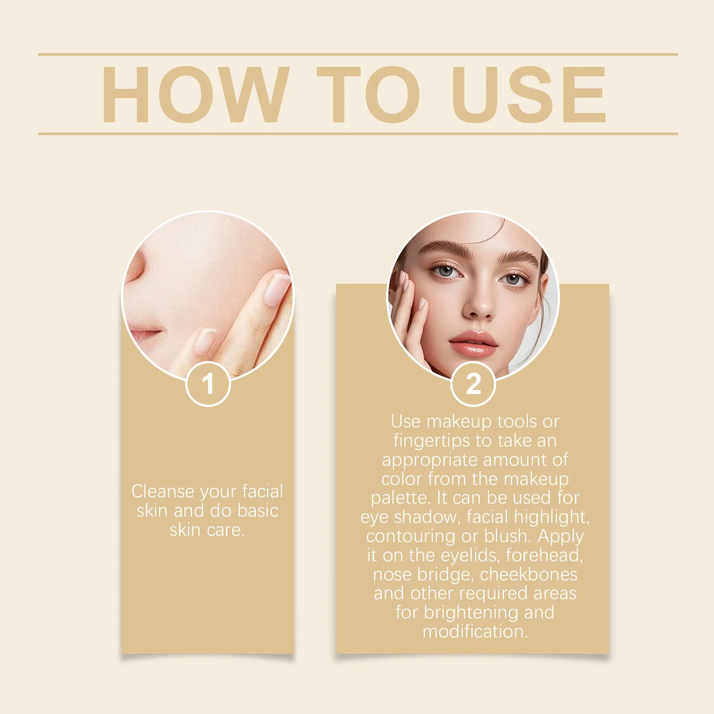 Multicolor Baked Powder Makeup Set Waterproof Brightening Setting Concealing Smudge Proof with 3 Pcs Brushes Valentine's Day Gif