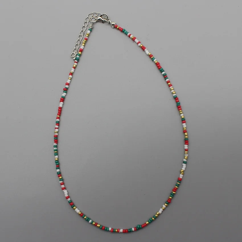 Simple Seed Beads Strand Choker Necklace Women String  Collar Charm Colorful Handmade Bohemia Collier Femme Jewelry Gift