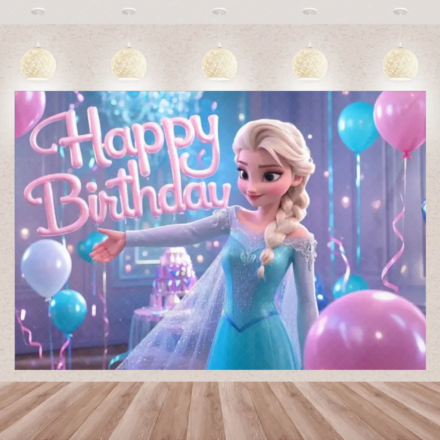 Frozen Elsa Anna Princess Theme Backdrop Frozen Birthday Party Decoration Baby Shower Supplies Background Photo Prop Girl Gift