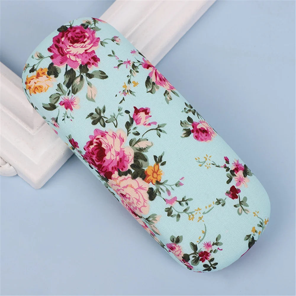Retro Floral Glasses Case Flower Printed Cloth Reading Glasses Box Hard Eyewear Protector Women Optical Glasses Storage Case