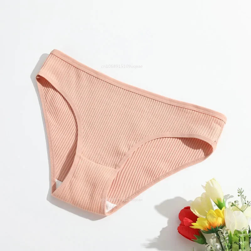 Cotton Seamless Panties Ribbed Cotton Briefs Ladies Low Waist Panty Sports Underwear Girls Breathable Underpants Lingerie
