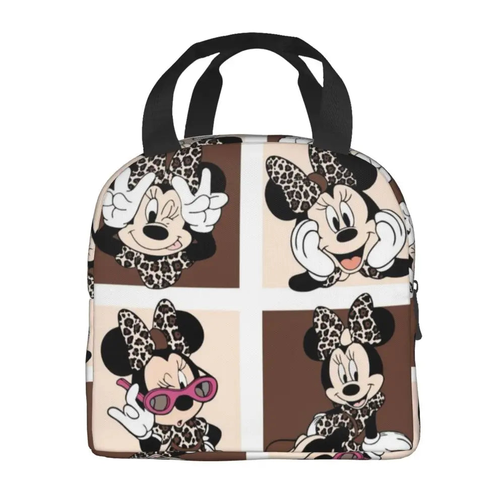 Custom Mickey Pink Minnie Mouse Lunch Bag Women Creative Design Cooler Warm Insulated Lunch Box for Kids School