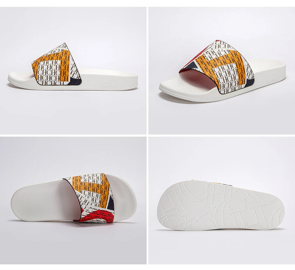 Fashionable Classic Simplicity Women's New 2024 Slippers PVC Material Letter Printing Outdoor Casual Flat Bottom Slippers