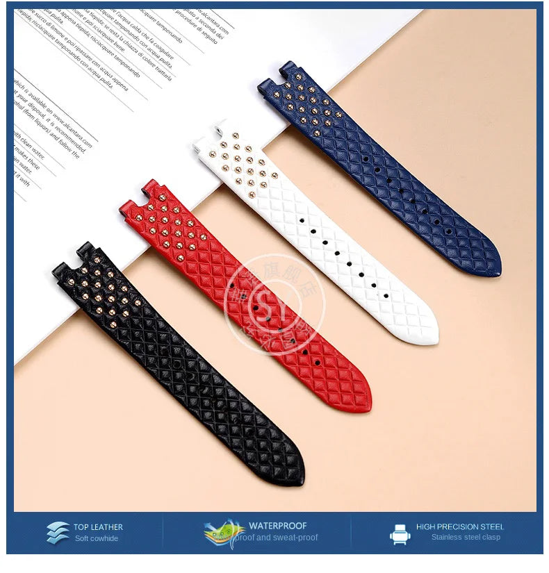 Shenyu Watchband with u-shaped interface For VERSACE Vanitas micro Leather strap Replace watch bracelet female Watch Accessories