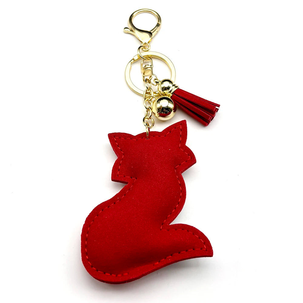 Orange Fox Sexy Accessory Hot Keyring For Women Men Tassel Full Crystal Trendy Bag Pendant Backpack Keyholder Jewelry Accessory
