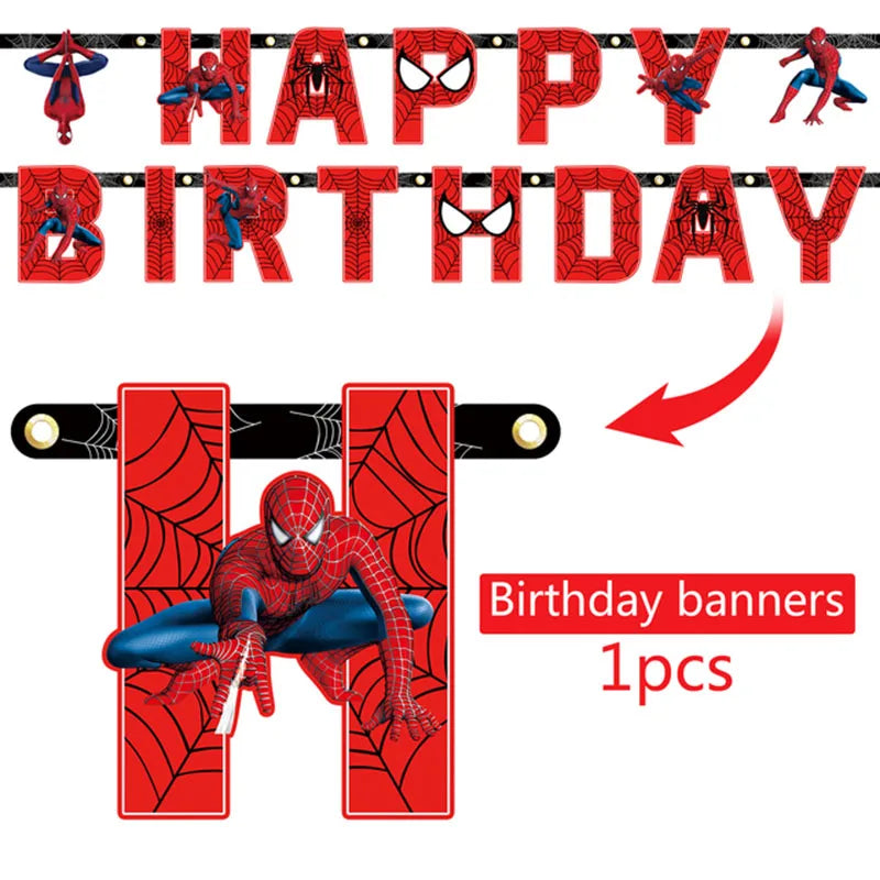 Spiderman Theme Birthday Party Decoration Blue Red SpiderMan Disposable Tableware Set Banner Balloons for Baby Shower Kids Gifts