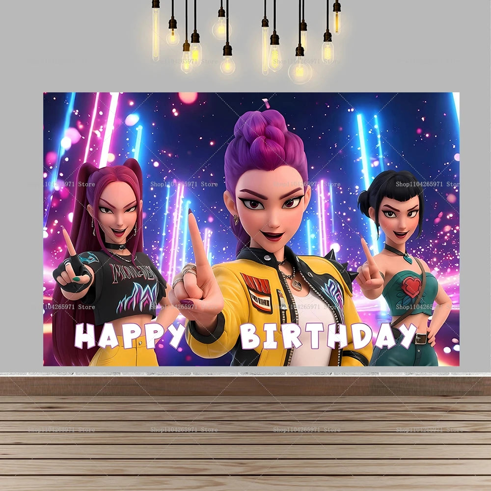 KPOP Witch Hunters Coven Girl Group Backdrop Magic Fantasy Party Theme Girls Adult Birthday Decor Photo Background Supplies