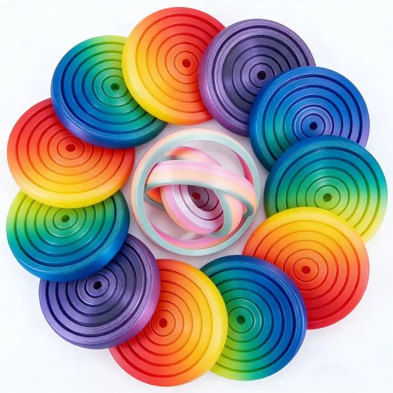 3D Printed 7-Ring Fidget Spinner Universal Gyro Gravity Rotating Anxiety Relief Office Decompression Sensory Toy for Party Gifts