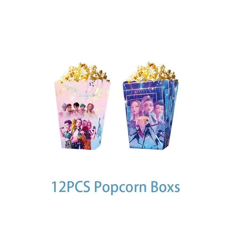 New Anime Kpop Demon Hunters Birthday Party Decorations Set Kpop Theme Cup Plate Gift Bags Balloons Banner Supplies Girls Favors