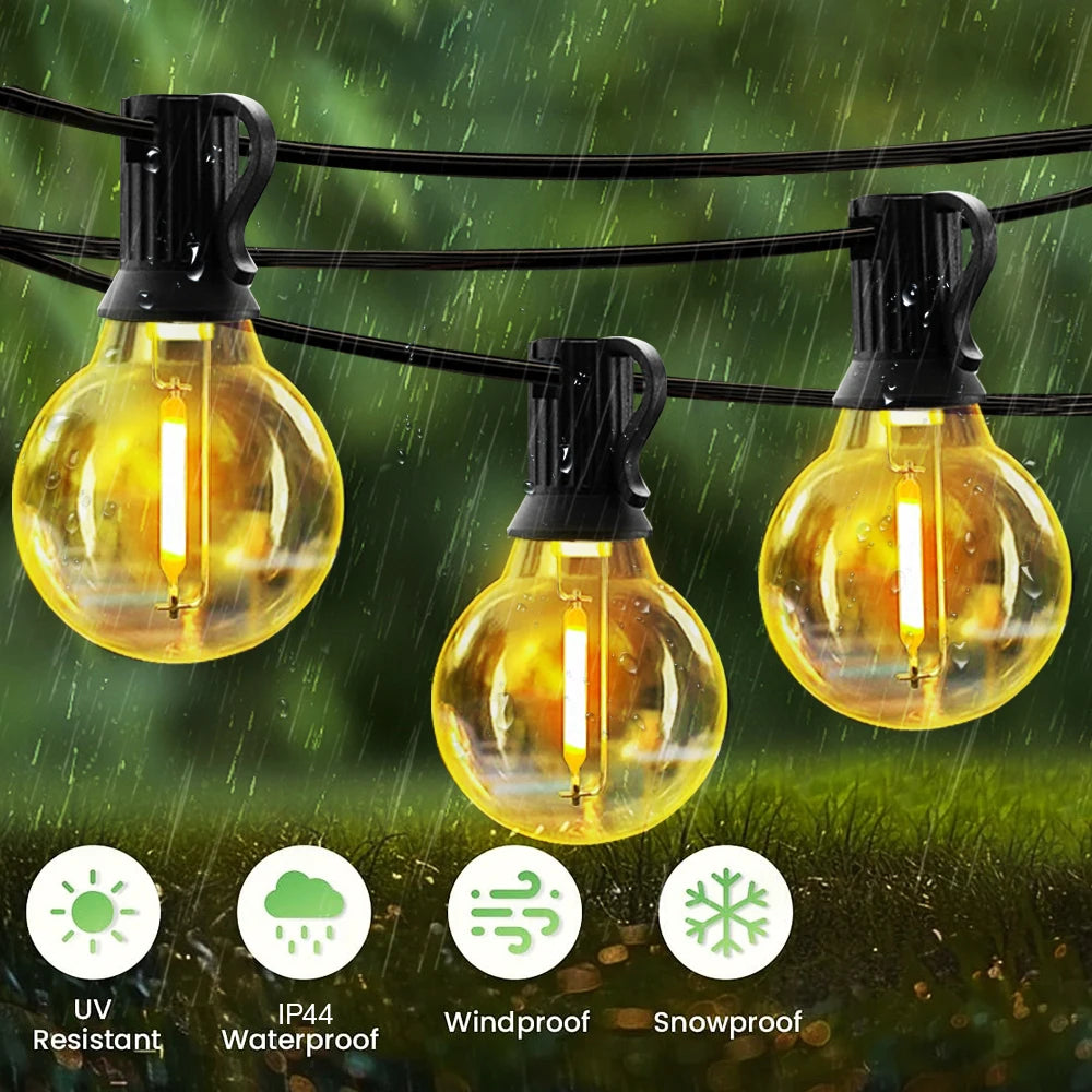 Solar String Lights Outdoor with Remote LED Shatterproof Bulbs Dimmable G40 Solar String Lights for Outside Backyard Party Decor
