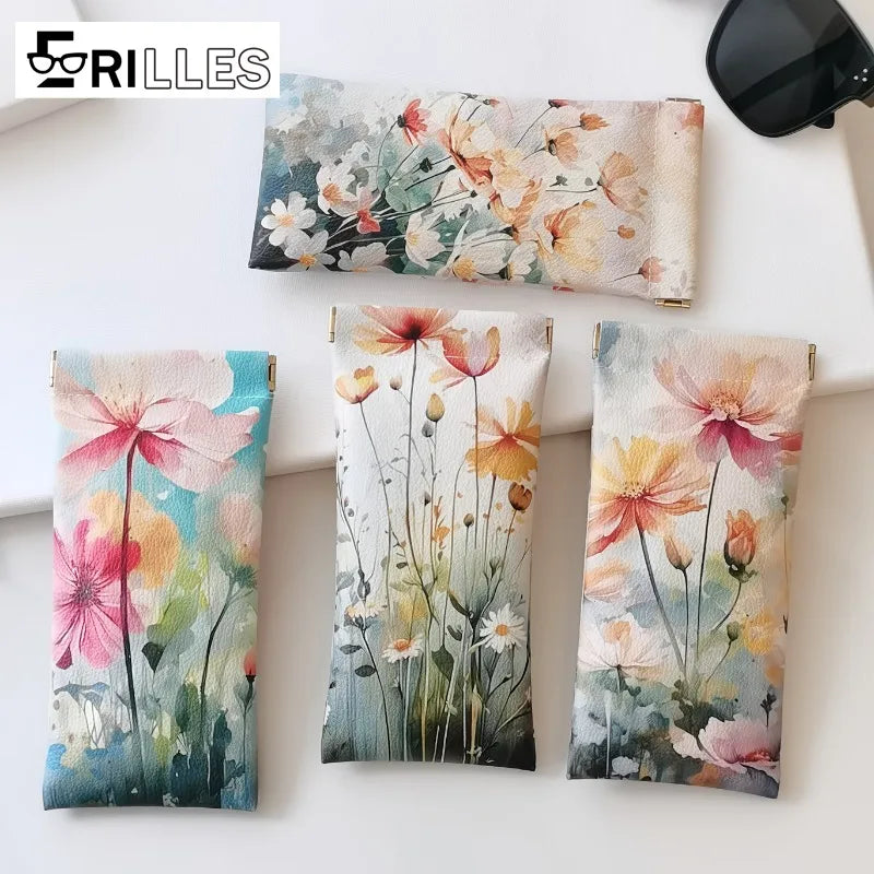 Elegant Glasses Organizer Box, Large Capacity Hard Shell Eyewear Case with Flower Print, Travel-Friendly Accessory