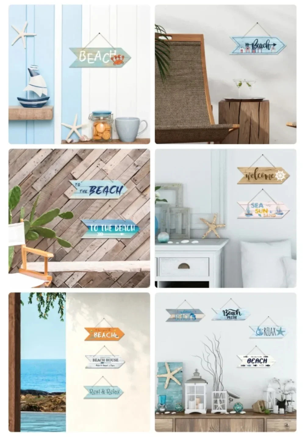 Beach Arrow Wooden Sign Beach Seaside Road Guide Wall Decoration Indicator Hanging Beach House  Wall Plaque Decor