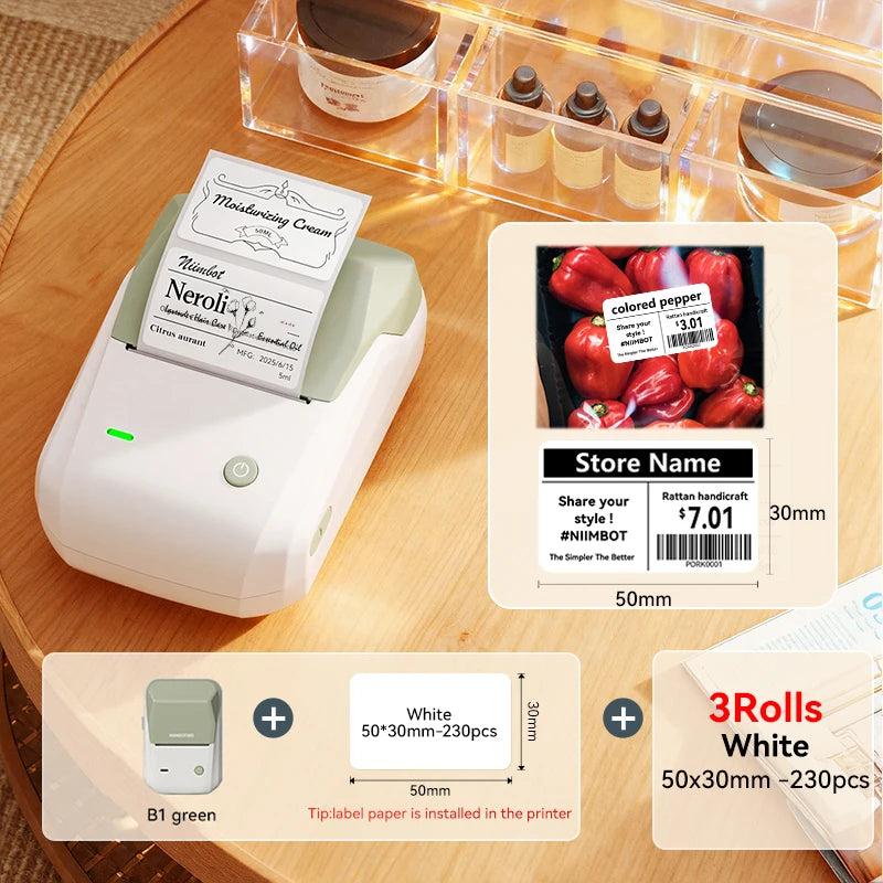 NIIMBOT B1 Portable Thermal Printer With Tapes 2 Inch Adhesive Label Printer Mini Bluetooth Sticker Maker Support Smartphones PC