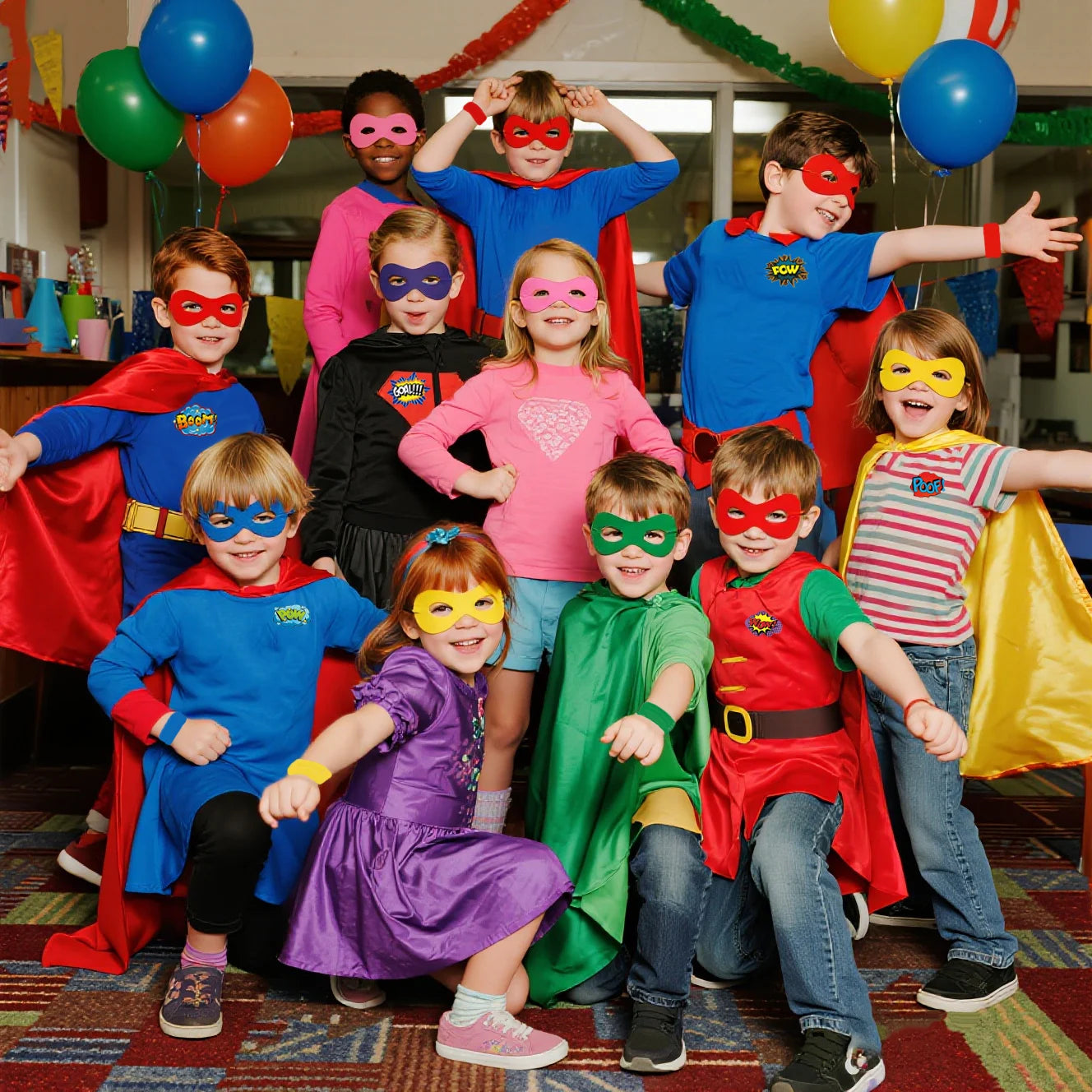 6-48PCS Superhero Capes and Masks for Boys Girls Birthday Party Favor Kids Role Playing Halloween Costumes SuperHero Party Favor