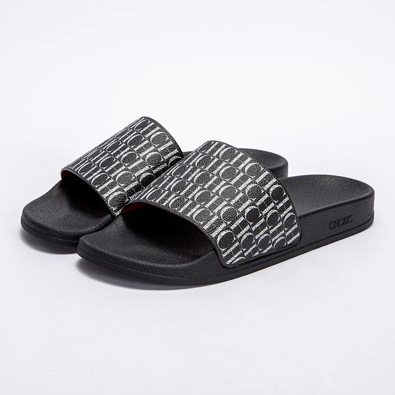 Fashionable Classic Simplicity Women's New 2024 Slippers PVC Material Letter Printing Outdoor Casual Flat Bottom Slippers