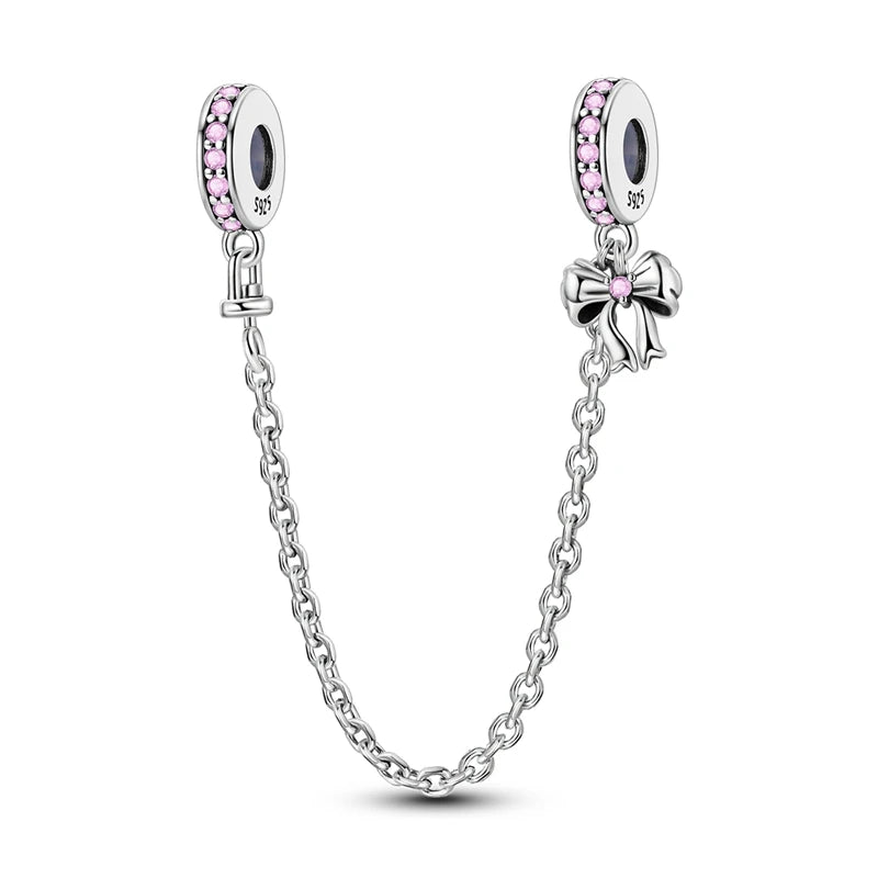 925 Sterling Silver Pink Series Charms Bow Tie Girl Cake Princess Beads Pendant Fit Original Bracelet DIY Jewelry Gift For Woman
