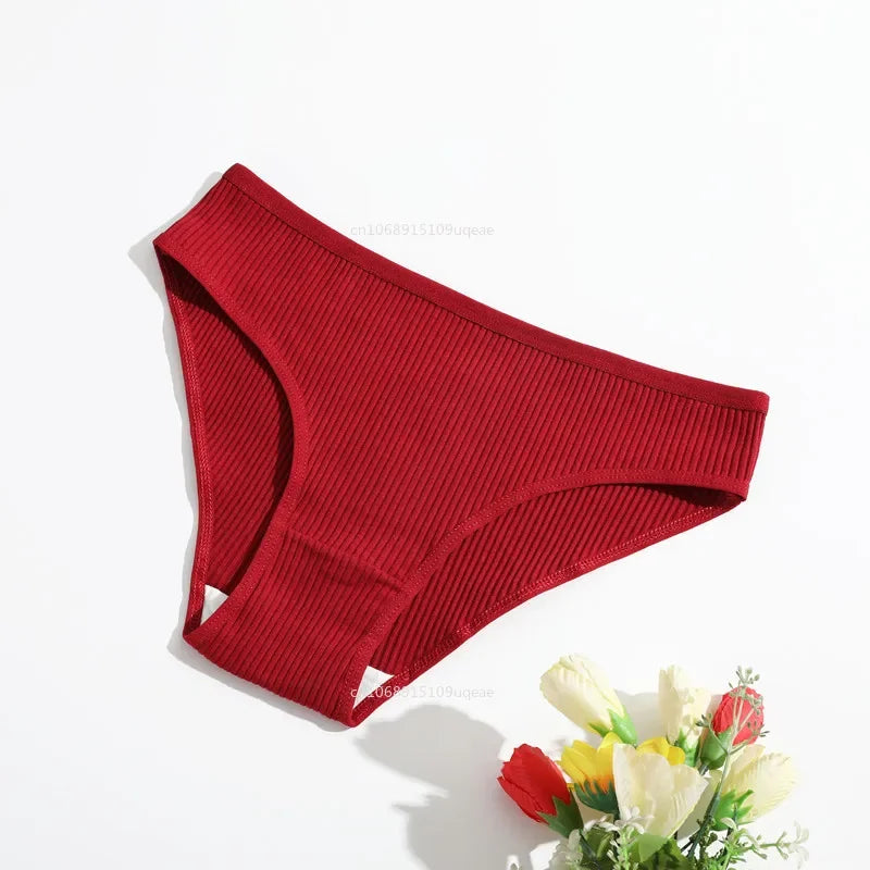 Cotton Seamless Panties Ribbed Cotton Briefs Ladies Low Waist Panty Sports Underwear Girls Breathable Underpants Lingerie