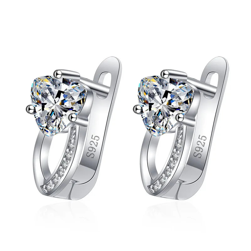 925 Sterling Silver Earrings Jewelry High Quality Retro Simple Pattern Purple White Zircon Earrings Hot Sale