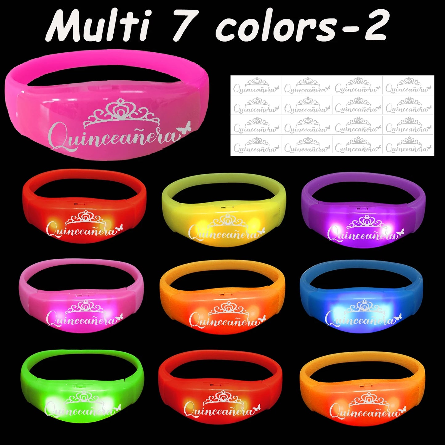 30-200Pcs Quinceanera Music & Sound Activated LED Bracelet Glow Recuerdos Para 15 Años XV Quinceañeras decorations Party Favors