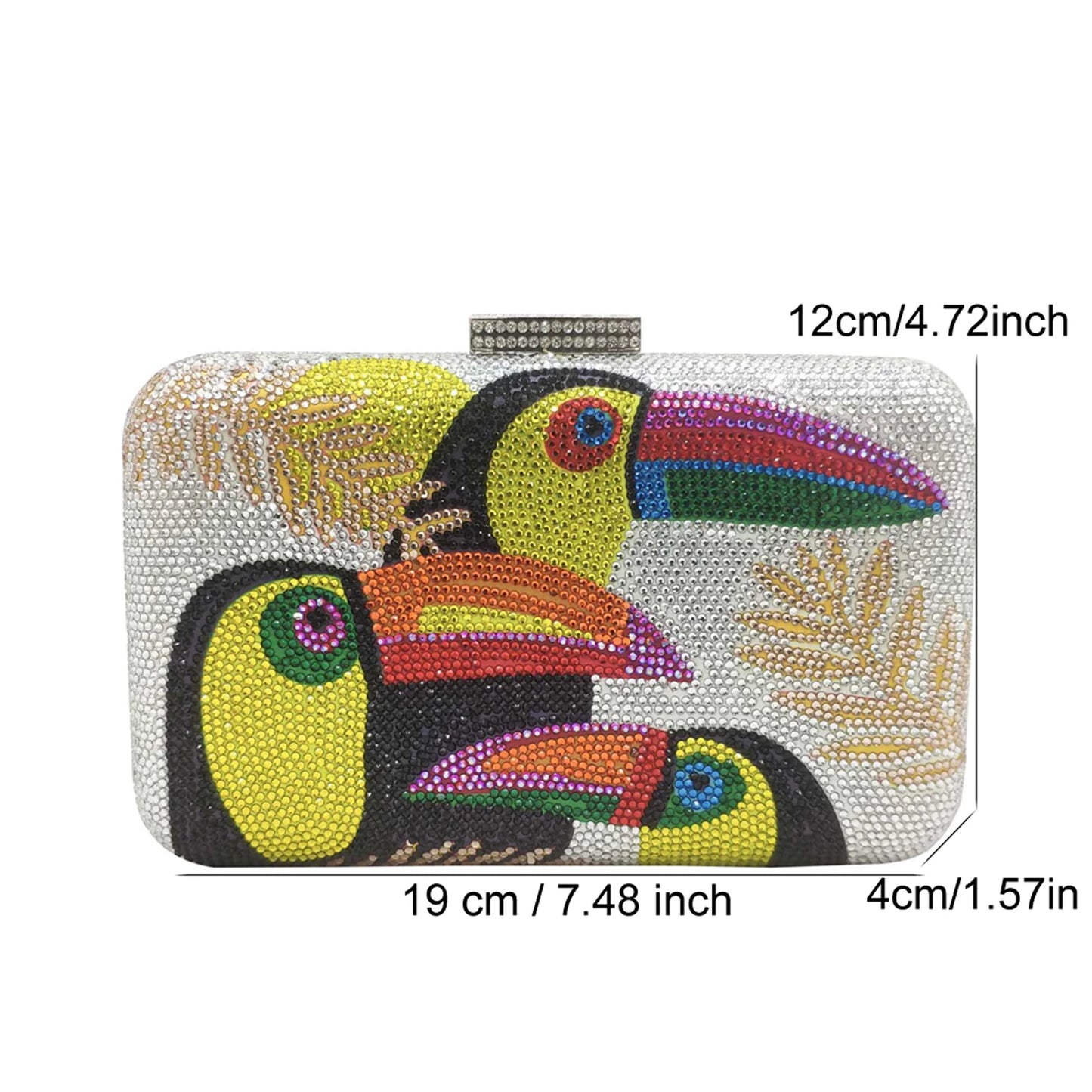 Novelty Toucan Bird Women Crystal Evening Bags Rhinestones Box Minaudiere Clutch Party Cocktail Handbag Diamond Chain Purse