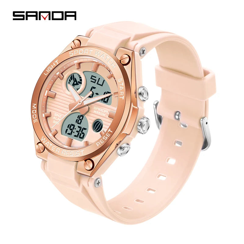 SANDA Girl Electronic Top Brand G Style LED Digital Watch Women Sport Chronograph Lady Quartz Wristwatch 50m Waterproof Female