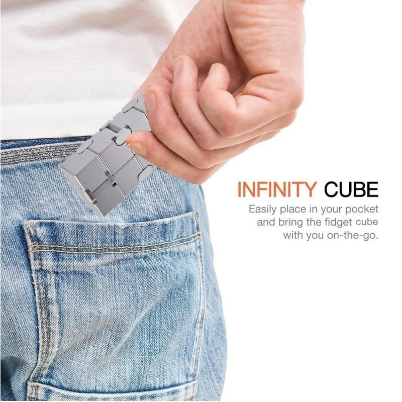 Metal Infinity Fidget Cube for Stress and Anxiety Relief/ADHD, Fidget Finger Toys Durable Sensory Gift for Adults Teens