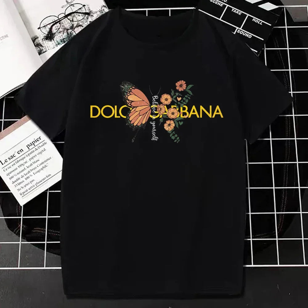 Fashion Luxury Brand T Shirt Summer Letters Print Short Sleeve Tshirt Tee Casual Breathable Loose Women T-Shirt Female Clothing