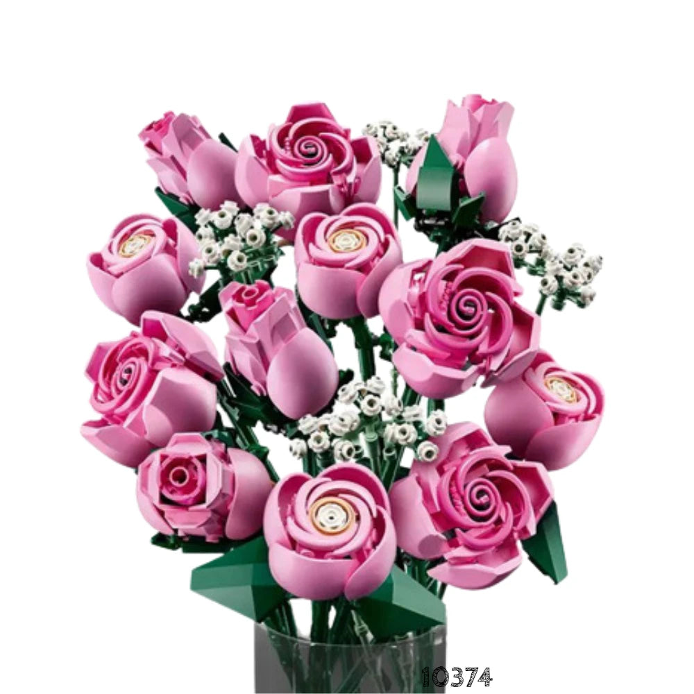 2026 HOT Pink Rose Bouquet 10374 Building Blocks Sets Suitable for Valentine's Day Gifts Compatible with Legoed Particles，789pcs