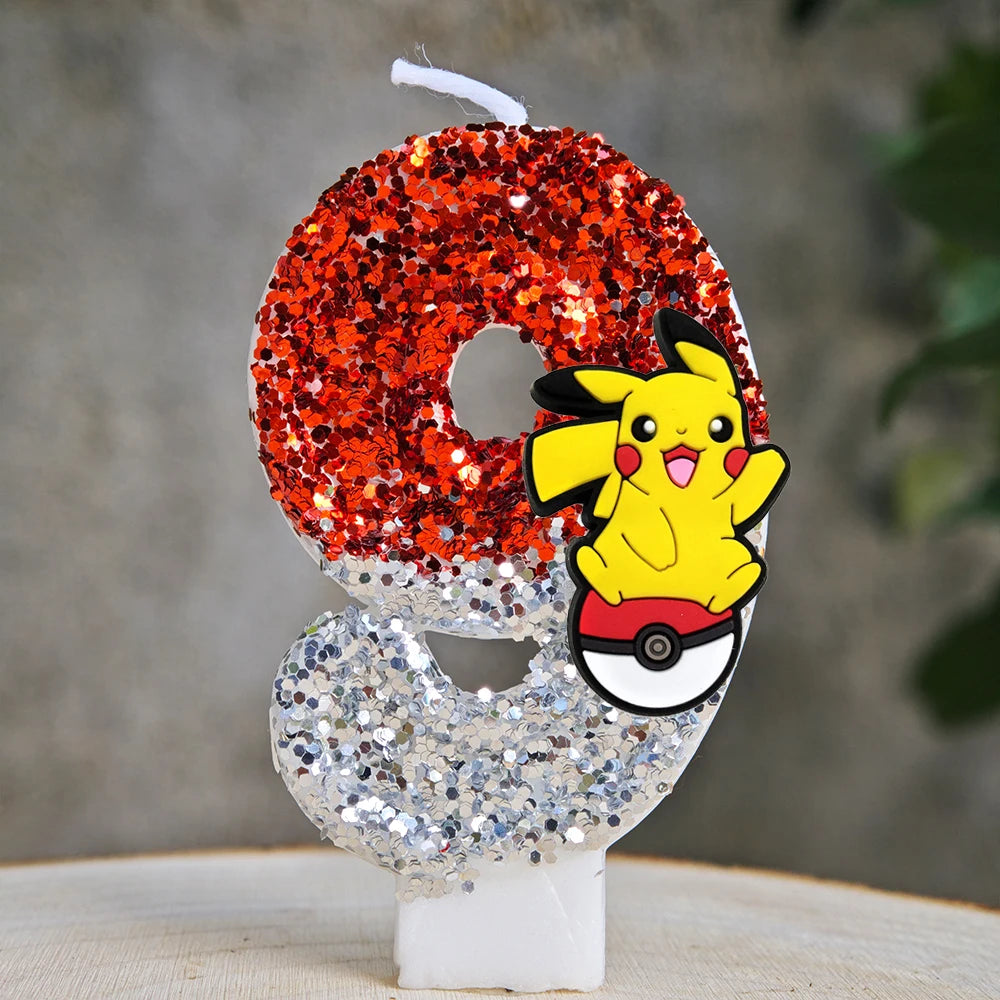 Pokemon Candle Number 0-9 Soccer Candle Pikachu Cake Decoration Boy Birthday Party for Kids Baby Shower Decor Gift