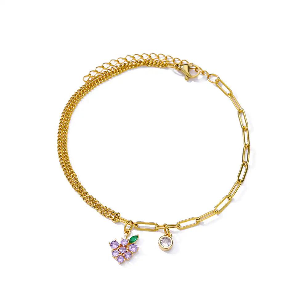 Elegant Zircon Flowers Bracelet For Women Girls Charm Gold Color Stainless Steel Plant Bracelets Luxury Designer Jewelry Gifts