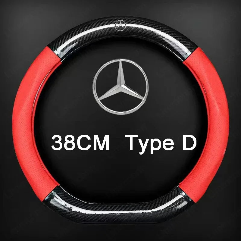 Car Steering Wheel Cover Car Decoration Accessories For Mercedes Benz AMG W203 W206 W220 W205 W211 W212 W201 W210 W108 GLA GLK