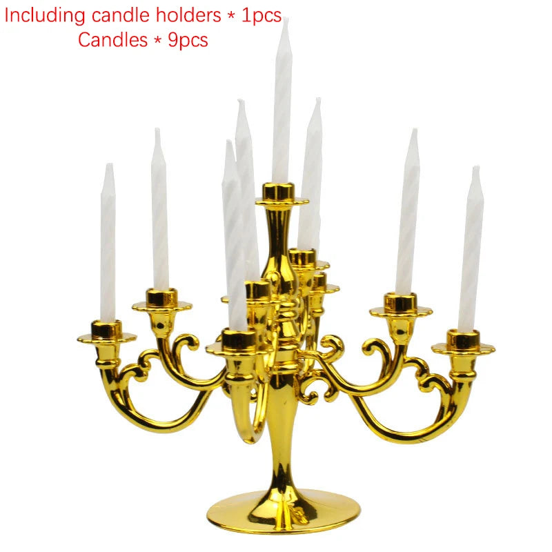 Ins Style Retro European Luxury Cake Decoration Candlestick Baking Birthday Party Wedding Small Plug-In Supplies Theme Girl