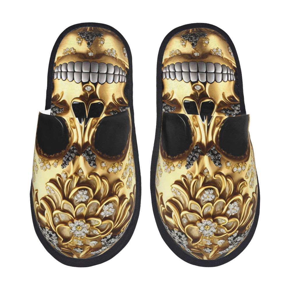 Custom Vintage Baroque Prints Greek Ornament Golden Meander Meandros Soft Scuff Memory Foam Slippers Women Hotel House Shoes
