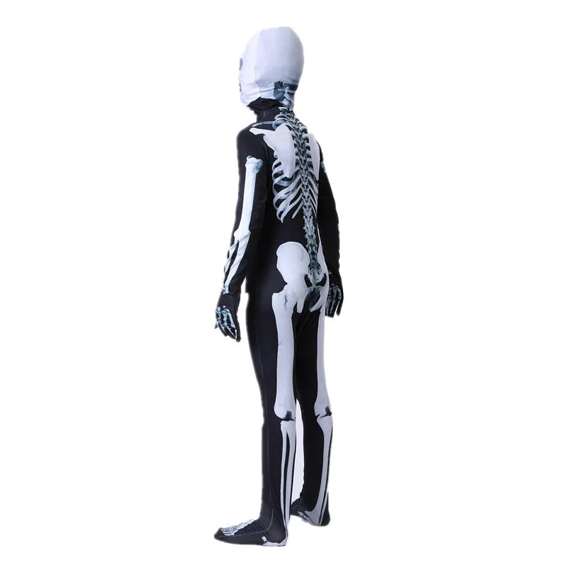 Adult Skeleton Jumpsuit Halloween Costume with Scary Mask Full Body Spooky Outfit for Cosplay Party Men's and Women Mardi Gras