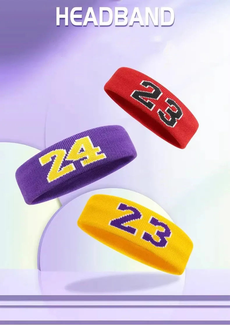 Cotton Athletic Headband Number 24 Elastic Sweatband Protection Basketball Tennis Sport Adult Kids Gym Fitness Sweat Hair Band