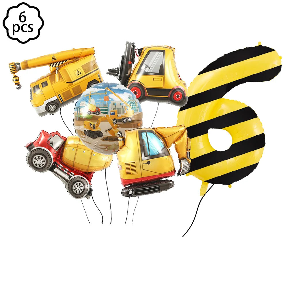 construction Party Banner Hanging swirls decor construction truck Excavator themed Banner boy construction Birthday decor Banner