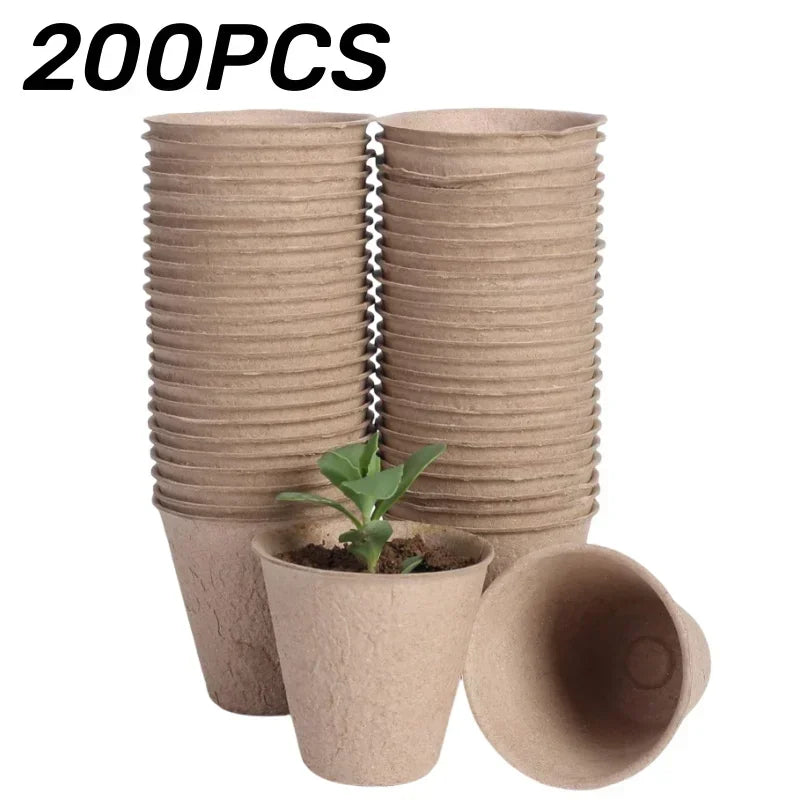 Peat Pots Biodegradable Transplanters Pulp Paper Flower Plant Seedlings Pots Seed Germination Tray Eco Garden Starter Kit