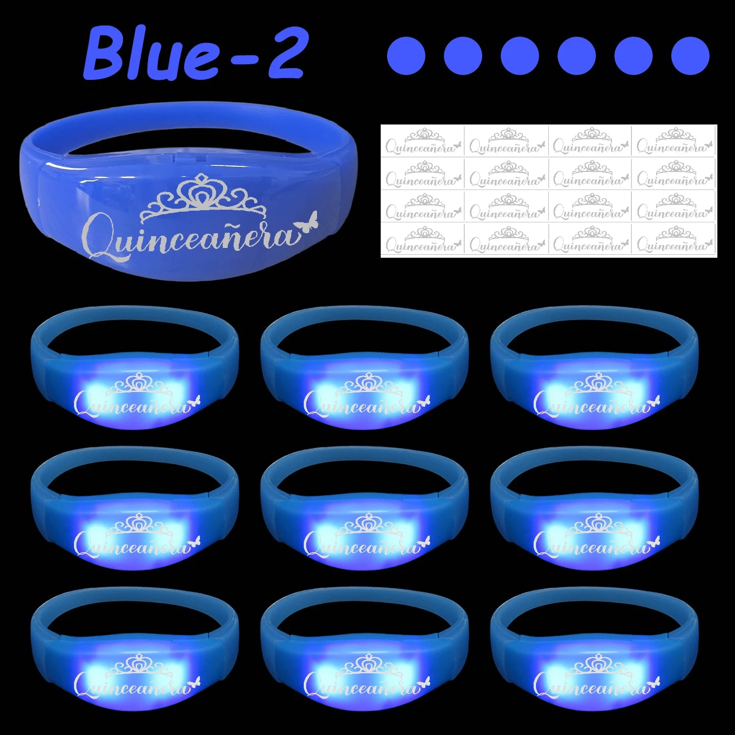 30-200Pcs Quinceanera Music & Sound Activated LED Bracelet Glow Recuerdos Para 15 Años XV Quinceañeras decorations Party Favors